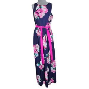 Jessica Howard | Dresses | Jessica Howard Womens Blue Floral Print Chiffon  Maxi Dress Nwot | Poshmark